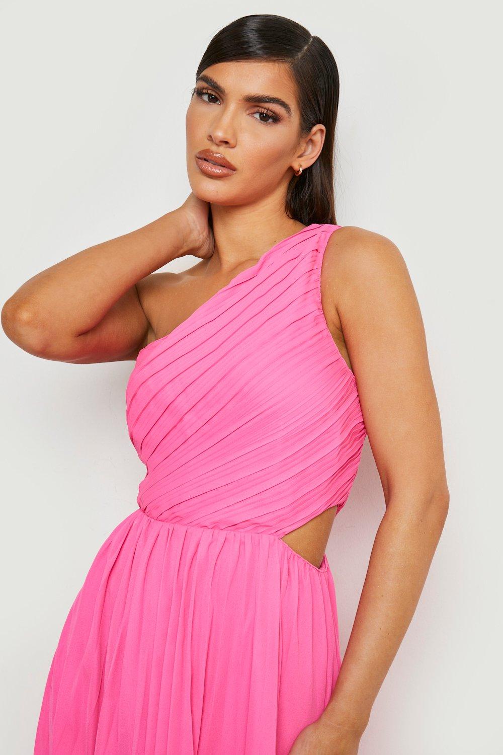 Bright pink 2024 pleated dress